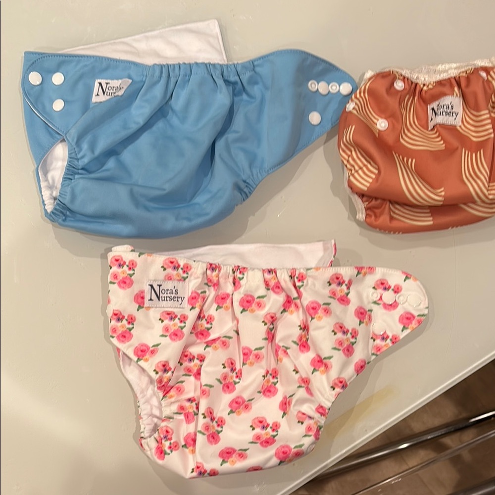 Kids Cloth Diaper Set - Blue, Pink Floral, Brown